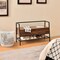 Rustic Brown Industrial Shoe Bench with Storage Space and Metal Handrail
